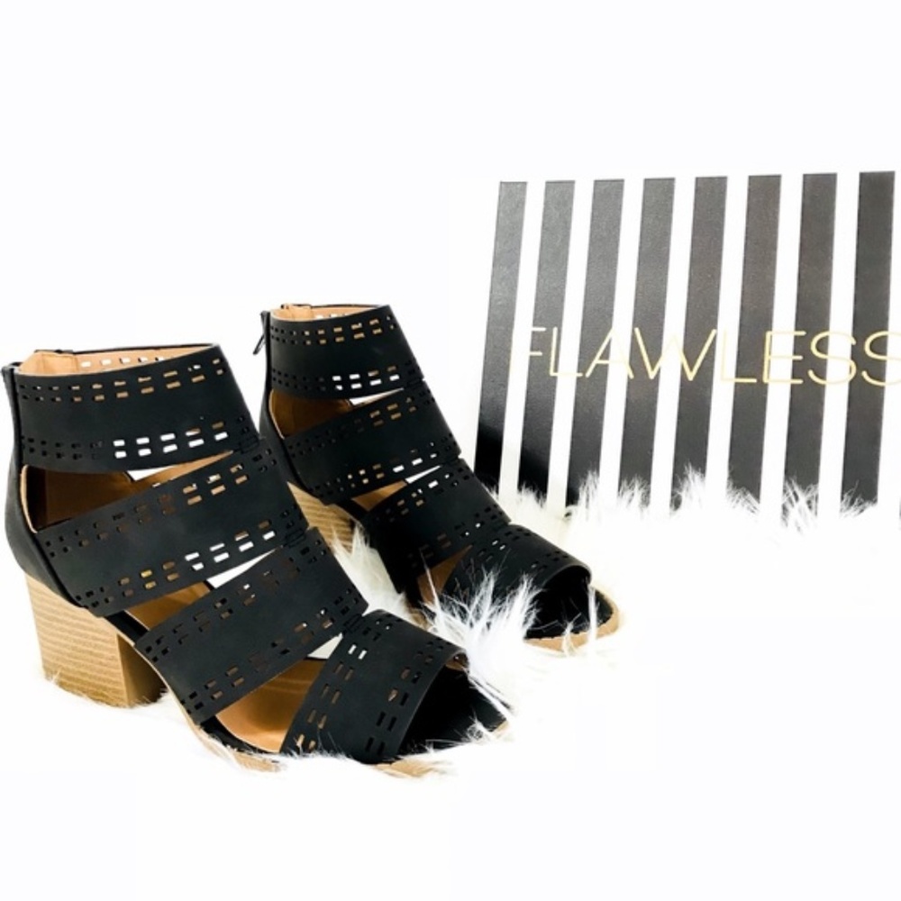 Laser Cut Caged Heel Sandal